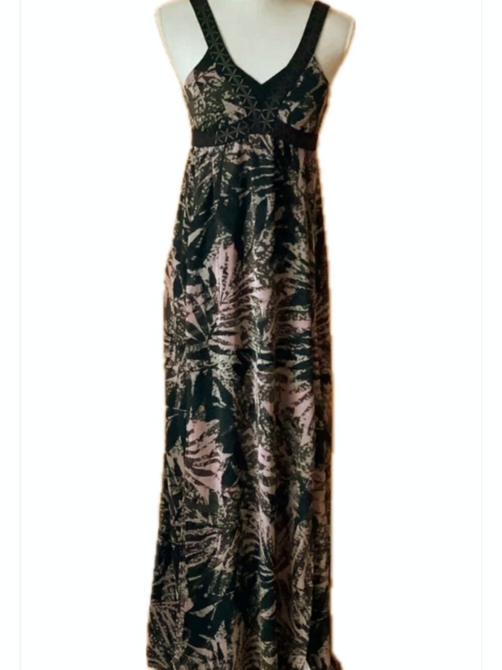 RW&CO. Dark Floral Tropical Print Tie Back Maxi Dress XS
